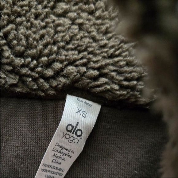 Alo Yoga Varsity Sherpa Jacket Full Zip Dark Olive Green XS - Picture 10 of 10